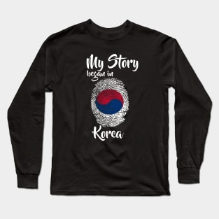 Korea Flag Fingerprint My Story DNA Korean Long Sleeve T-Shirt